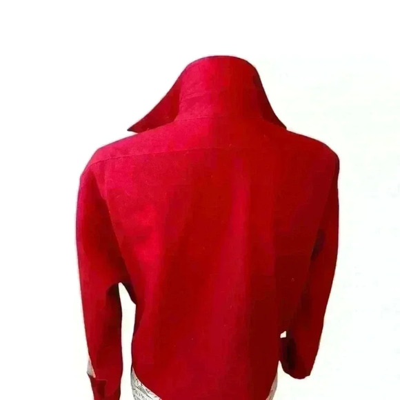 PENDLETON Rare Tie Front Top with Elbow Patches - Red ❤️ - Picture 12 of 13